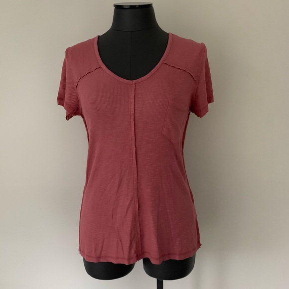 EYESHADOW Soft Stretch Ribbed Knit Hi Lo S/S Top - Picture 1 of 8